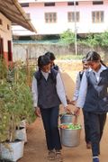 young farmers in vegetable gardon