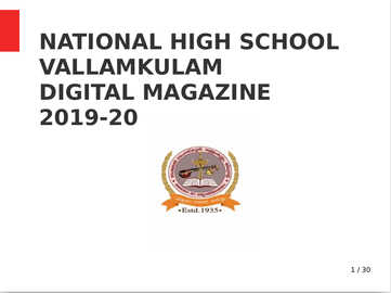 National High School Vallamkulam Digital Magazine 2019 ---- നാഷണൽ ഹൈസ്കൂൾ വള്ളംകുളം