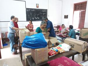 The School collected materials for distributing in the flood affected areas in August 2019