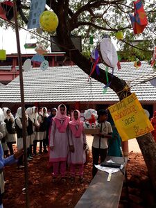 In PKMM Edarikode school ,students are working for the Ganitha maram programme