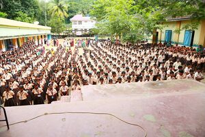 Assembly in khadi uniform.JPG