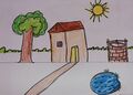 kunjezhuth of class 1 students: drawing of a house by Maria Shinoj 1c